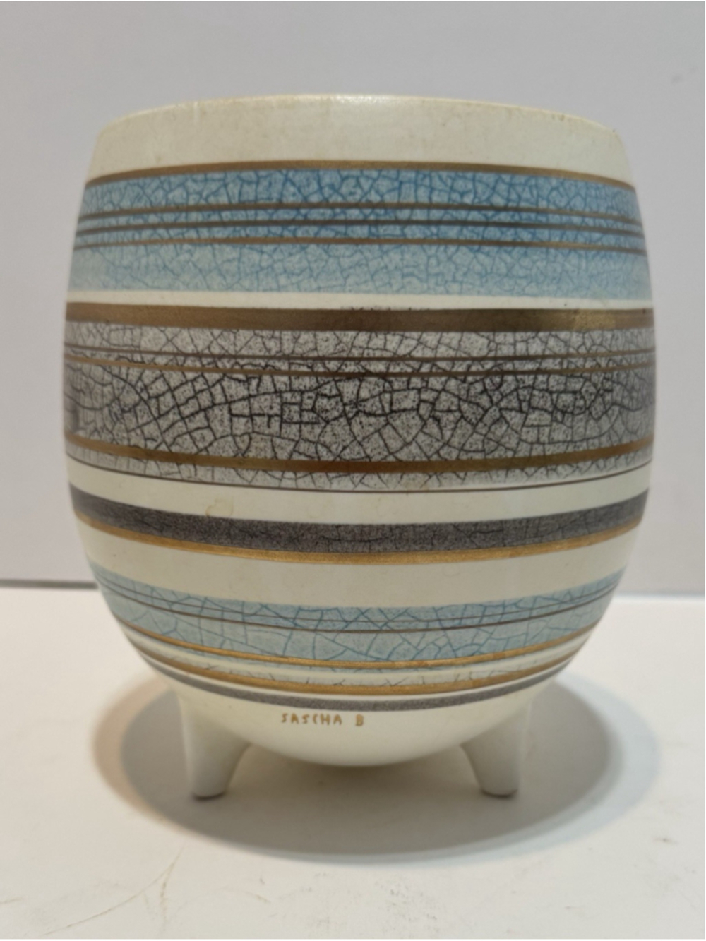 MCM Mid-Century Modern SASCHA BRASTOFF Hand Painted Ceramic Egg ( No Top/ Lid )